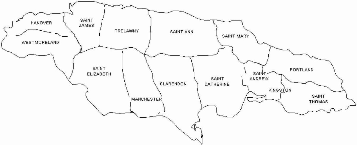แผนที่จาไมก้าและ jamaica. kgm