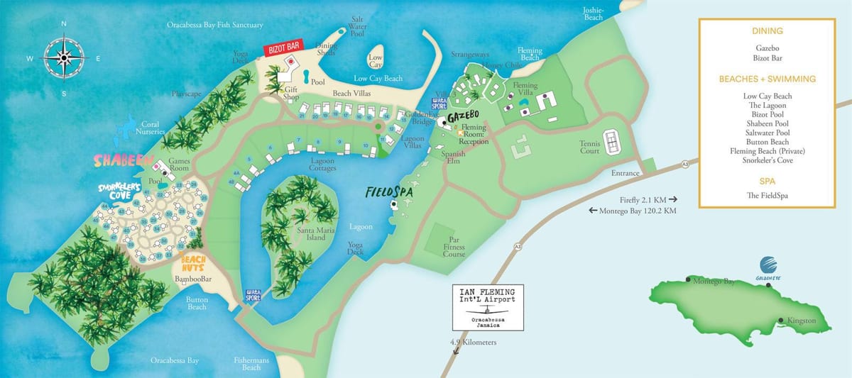 แผนที่ของจาไมก้า resorts
