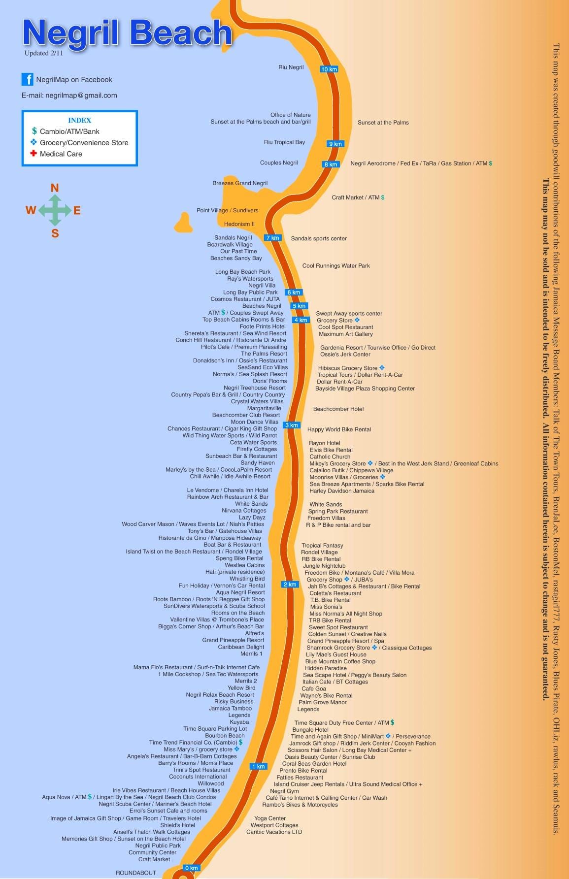 แผนที่ของ resorts negril จาไมก้า