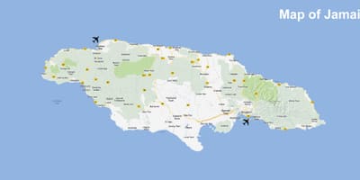 แผนที่ของจาไมก้าสนามบินและ resorts