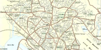 แผนที่ของคิงส์ตั้นจอร์จจาไมก้า neighborhoods